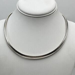 Sterling Silver Italy Omega 925 Chain Necklace 7mm 17” 37. 43 Grams